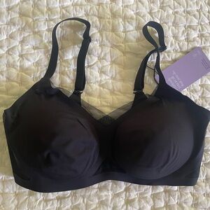 NWT Honeylove Black CrossOver Support Bra 36 B/C